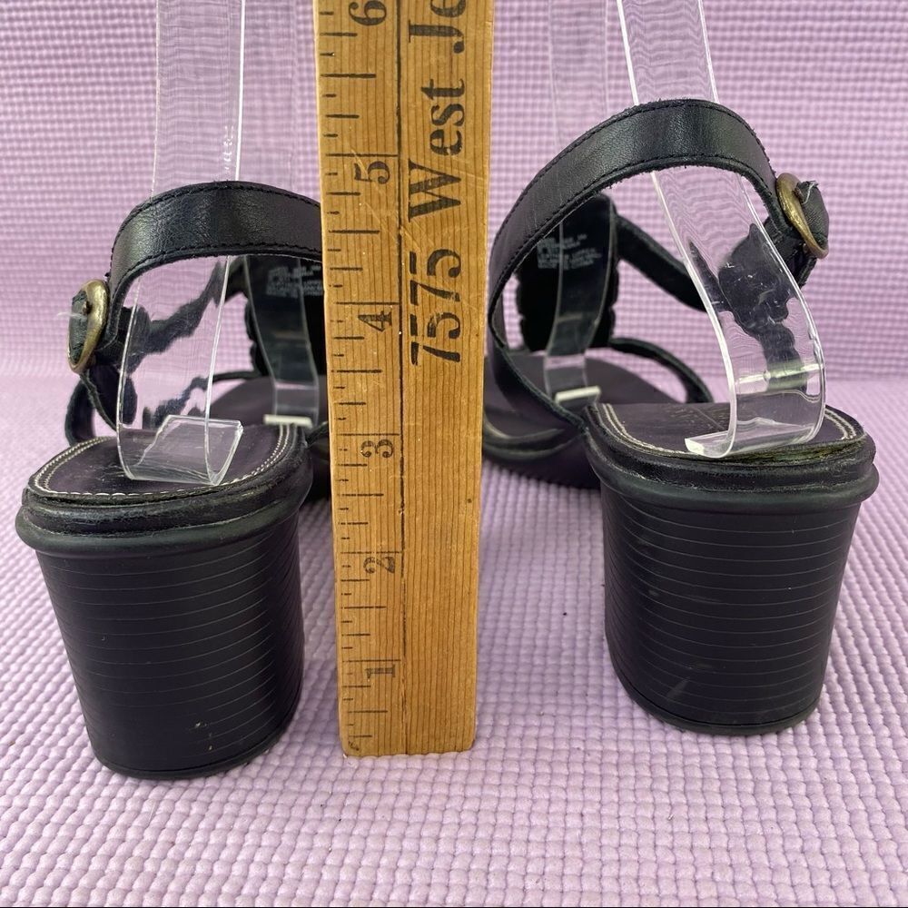 Classic Elements Shoshanna Square Toe Block Heel Sandal Black Size 9 Leather - Picture 8 of 12